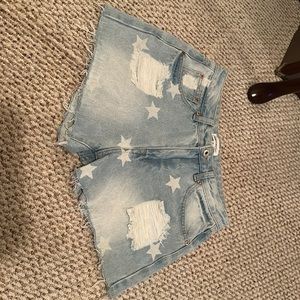 Light wash jean shorts